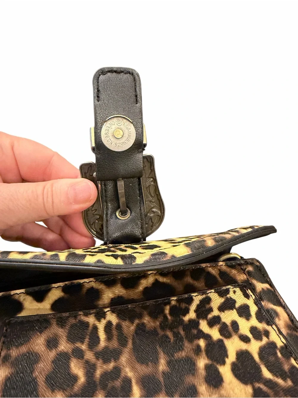Cavalli Class Como Mini Bag Top Handle Leopard w/Black Crossbody Buckle NEW $98